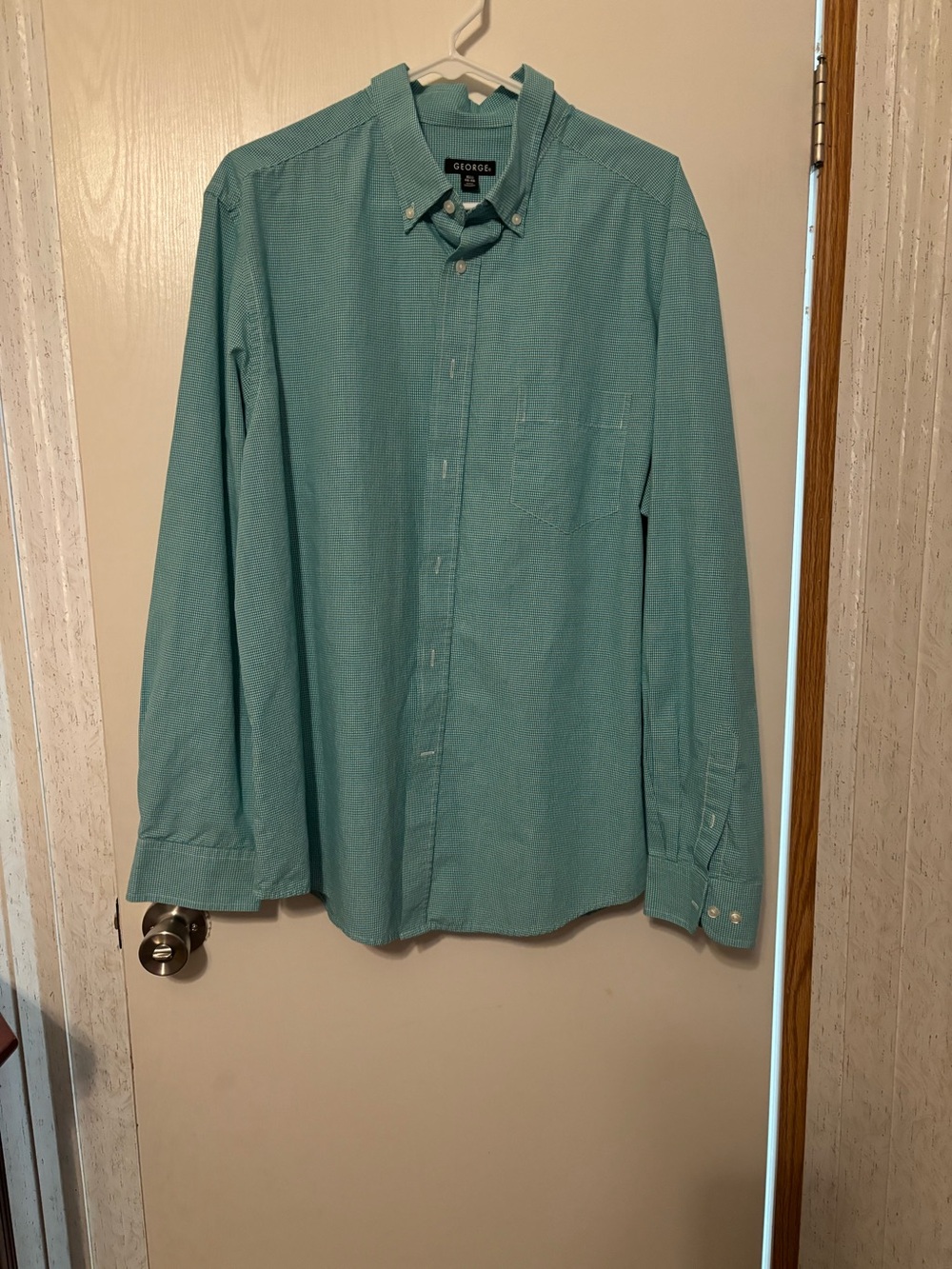 George Men's Teal Button-Down Casual Shirt